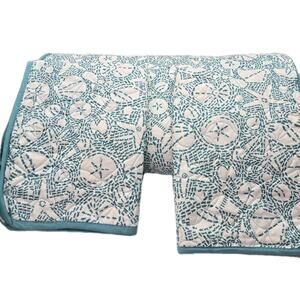 Queen Ocean Sanddollar Comforter Set 3PC All Seasons Soft Quilted NEW Teal Wht